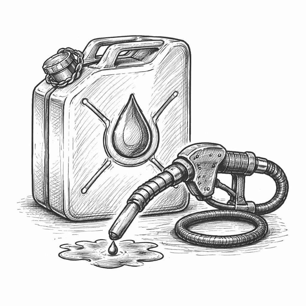 Illustration d'un jerrycan avec symbole de carburant et pompe à essence pour bateau