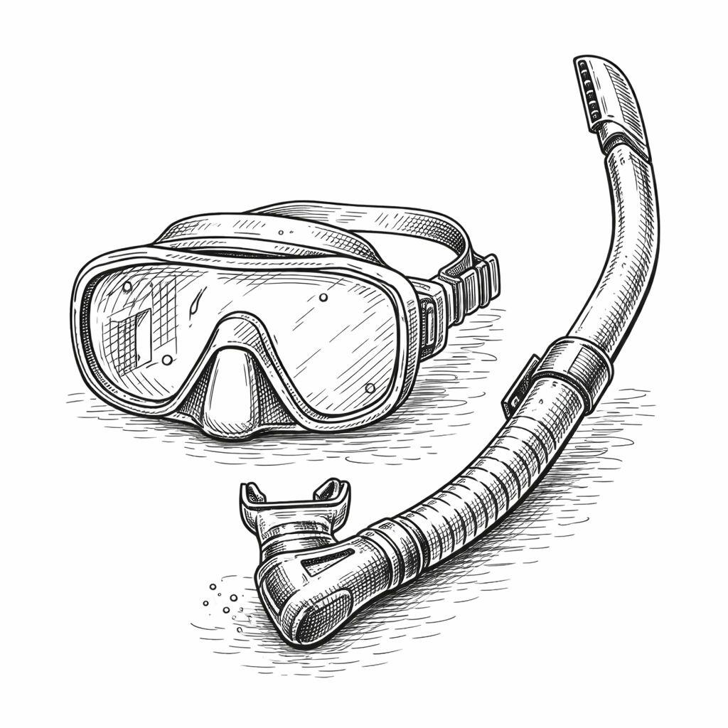 Équipement de plongée avec masque et tuba pour explorer les fonds marins en bateau